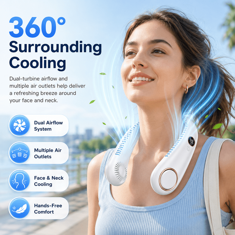 Portable Bladeless Neck Fan Rechargeable Type-C photo 2