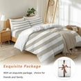 thumbnail image 7 of Beige and Bedding Duvet Cover Set Queen Size 4 Pieces White Stripe Soft Twill Plush Quilt Cover, Include 1 Duvet Cover 1 Flat Sheet And 2 Pillow, 7 of 7