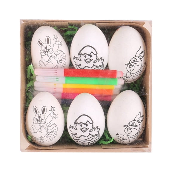 Easter Egg Decorating Kit with Plastic Eggs and Markers DIY Craft Set for Kids Holiday Party Activity Art Project Gifts