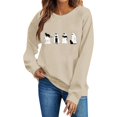 thumbnail image 6 of Wenini Women's Halloween Black Cats and Ghost Print Sweatshirt Long Sleeve Crew Neck Sweatshirt Casual Pullover Top, 6 of 7