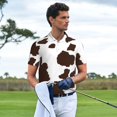 thumbnail image 3 of Balery Brown Cow Camisa Polo de Hombre con Estampado, de Manga Corta y Tejido Medio, Camisa Tipo Golf Polo-3X-Large, 3 of 6