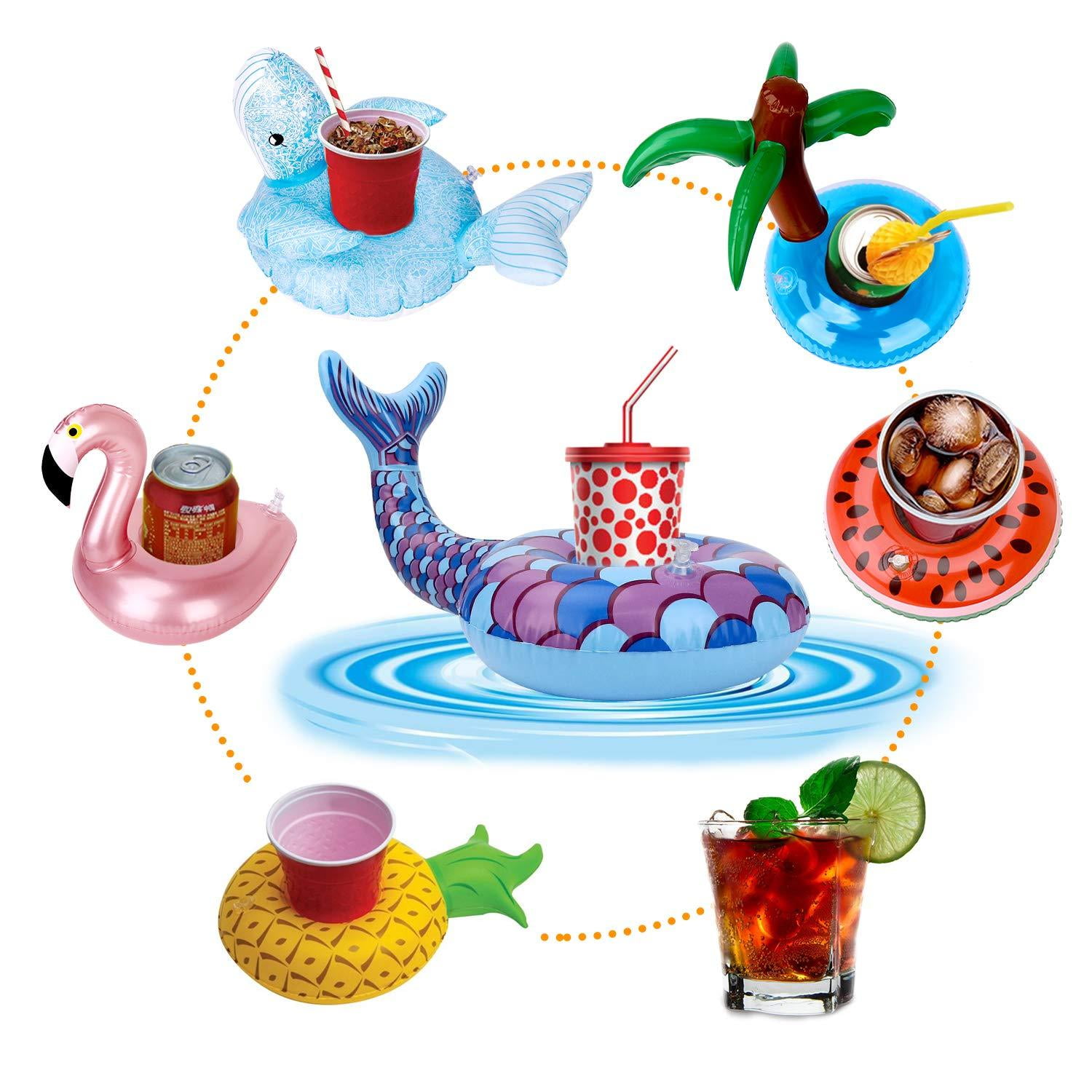 For Living Inflatable Drink Floaties/Cup Holders, 4-Pack, Assorted
