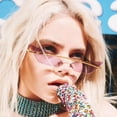 thumbnail image 3 of Esquirla Oversized Sunglasses Unisex Cat Eyes Triangle Lenses Rimless Metal Frame UV400 Gray, 3 of 4