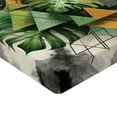 thumbnail image 2 of Ambesonne Monstera Fitted Sheet, Leaves Triangles Mystery, King Size, Camel Grey and Fern Green, 2 of 3