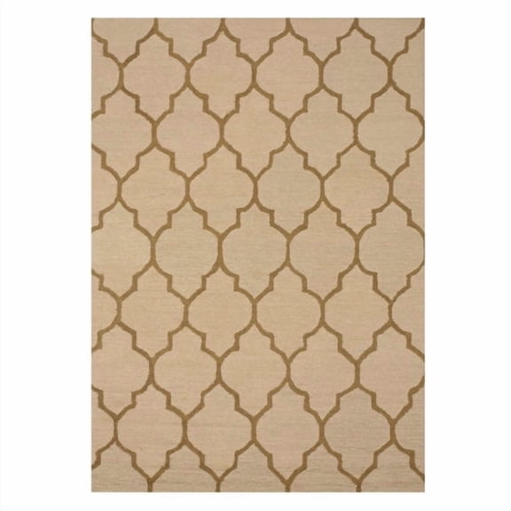 Hand-tufted Wool Light Beige Traditional Trellis Moroccan Rug