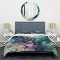 thumbnail image 3 of Designart "Marbled Symphony in Green and Purple" Abstract Marble Bedding Covert Set - Modern Green Abstract Bed Set With 2 Shams, 3 of 6