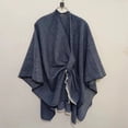 thumbnail image 3 of Wraps Womens Large Front Poncho Sweater Wrap Topper Knitted Elegant Shawls Cape For Fall Winter Wraps, 3 of 3