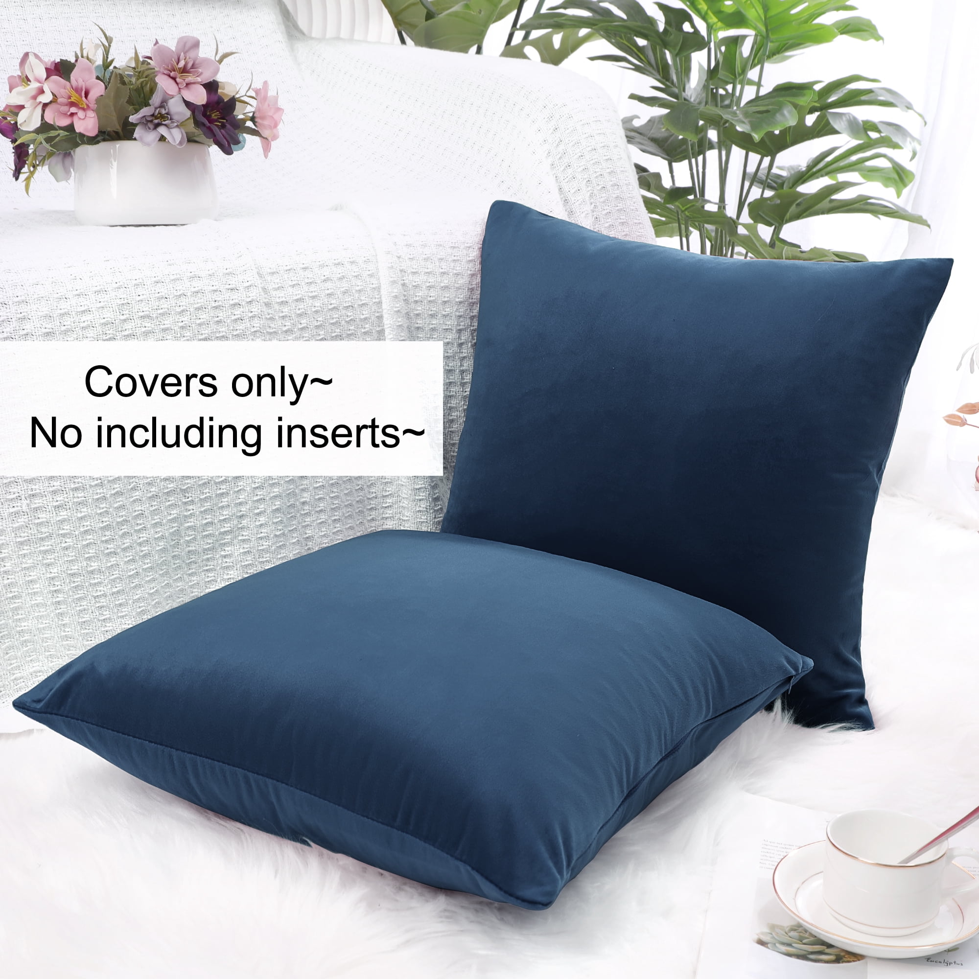 Unique Bargains Velvet Decorative softCushion Throw Pillow Cover 18" x 18" Navy Blue