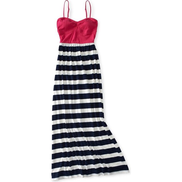 Aeropostale Womens Striped Maxi Sundress, Multicolor, Large