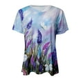 thumbnail image 4 of Blusa informal de manga corta con cuello redondo y estampado de verano a la moda para mujer Pompotops hfajkhk134188, 4 of 5