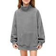 thumbnail image 2 of Ruyang Mock Neck Sweatshirt for Teen Girls Oversized Crewneck Pullover Tops Fall Winter Trendy Hoodies Pockets, 2 of 9