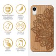 thumbnail image 4 of Case Yard Wooden Case Outside Soft TPU Silicone, Slim Fit Shockproof Wood Protective Phone Cover for Girls Boys Men and Women, Supports Wireless Charging Lotus Flower Design case for iPhone-XR, 4 of 7
