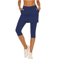 thumbnail image 7 of Hueook Capri Leggings Casual Women Summer Fashion Vacation Two Piece Underpants Skirt Sports Side Pocket Yoga Pants Navy S, 7 of 7