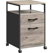 VASAGLE File Cabinet Mobile Filing Cabinet with Wheels 2 Drawers Open Shelf for Office Greige and Black