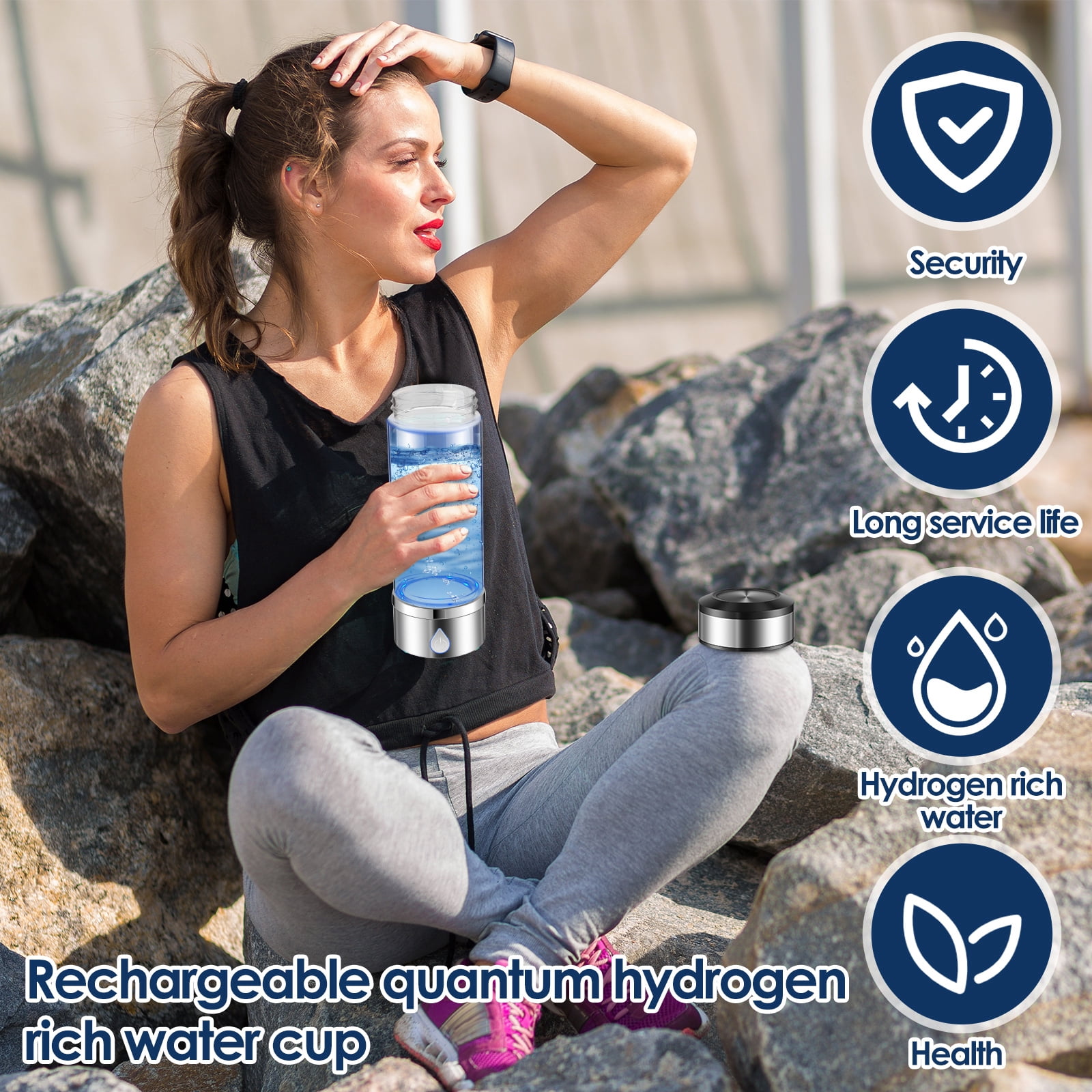 Jetcloudlive 12oz Hydrogen Water Bottle Generator SPE PEM Tech Portable Hydrogen Water Maker BPA-Free Ionizer Machine Cup for Fitness Office Travel
