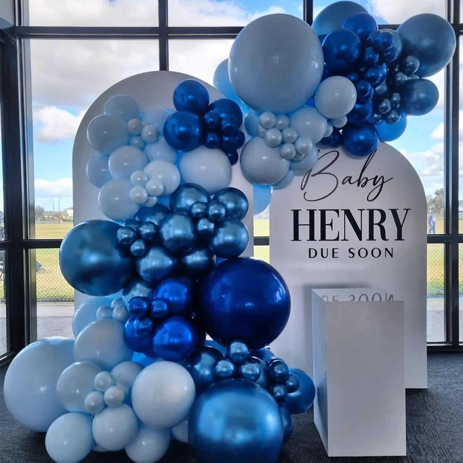 Blue Balloons, 60 Pcs 12 Inches Metallic Macaron Baby Blue Balloon Light Blue Balloons for Boy Baby Shower Birthday Wedding Celebration Party Decorations