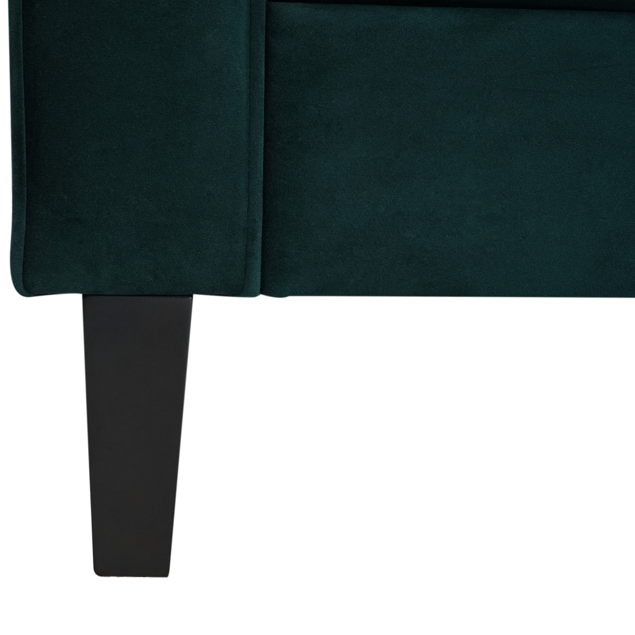 Velvet Upholstered 3-Seater Sofa with Removable Cushions, Green
