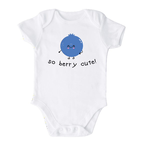 So Berry Cute Fruit Baby Onesie® Brand Bodysuit Blueberry Shirt Premium Custom Clothes Unisex Baby Gift for Mom Newborn 0-3m White
