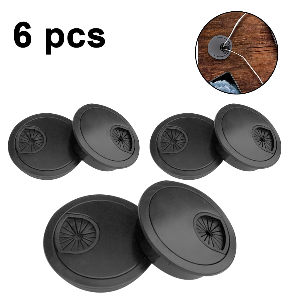 Black Plastic Round Hole for Home and Office Line Holder Cable Wire Outlet Port Cover Computer Grommets Wire Organizer 4 Pack Desk Grommet