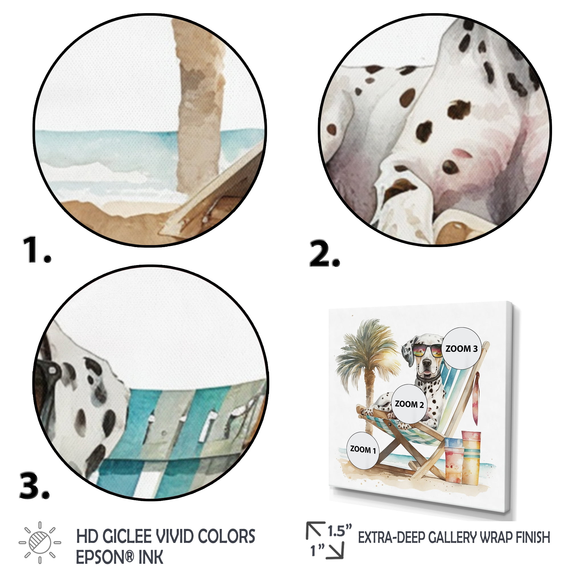Designart Dog Lounging On The Beach With Sunglasses II Canvas Wall Art