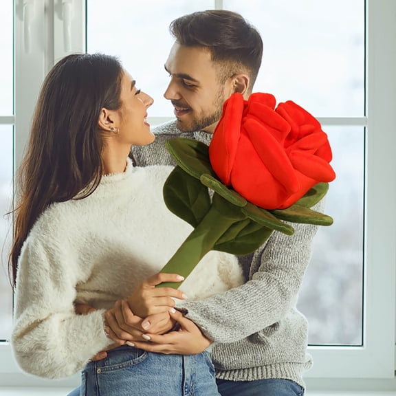 Large Rose Artificial Flowers, Giant Fabric Artificial Roses for Valentines Day Girlfriend Wife Birtday Mother's Day Gifts, Big Red Fake Flowers Held in Hand