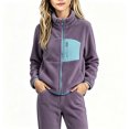 thumbnail image 6 of Girls Contrast Fleece Jacket Colorblock Full Zip Coat Soft Warm Winter Outerwear, 6 of 6