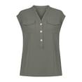 thumbnail image 3 of cocolona Womens Summer Tops Short Sleeve V Neck Button Shirts with Pockets Dressy Casual Loose Tunic Blouses, 3 of 5