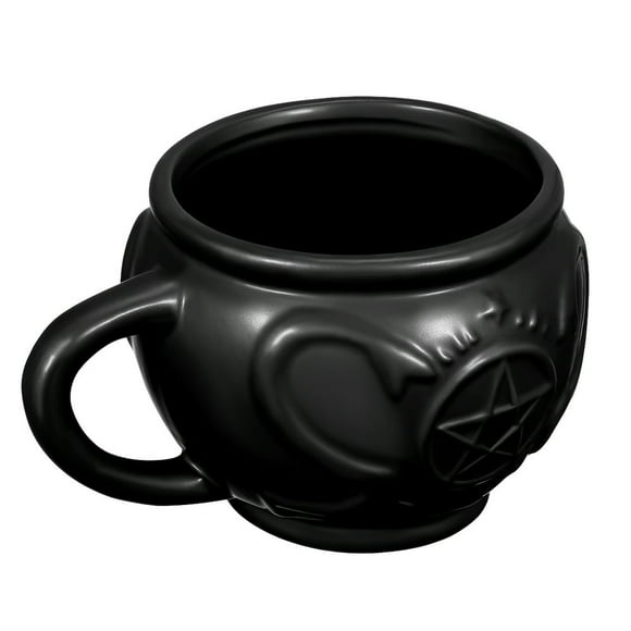 520ml Cauldron Mug Unique Halloween Coffee Mug Witches Gift Ceramics Tea Cup for Halloween Banquet Festival (Black)