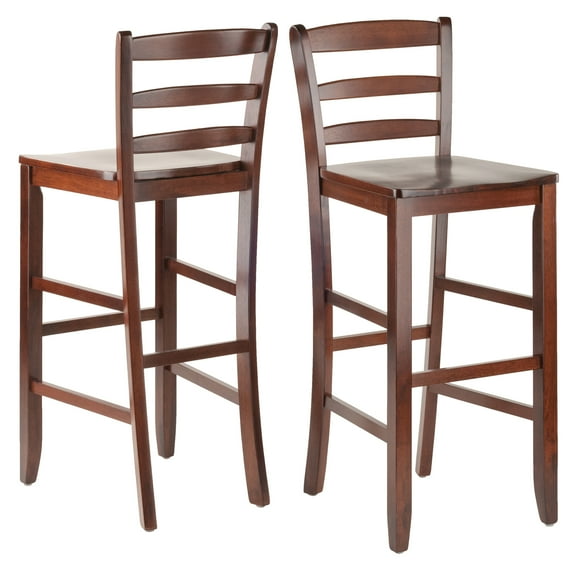 Winsome Benjamin Ladder-Back Bar Stools, Set of 2, Walnut Finish