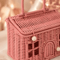 thumbnail image 5 of Vintage Woven House Basket with Door, Decorative Handwoven Storage Basket with Handle & Rustic Design, Multi-Purpose for Holiday Decor Home Storage Gift Organization（Pink）, 5 of 8