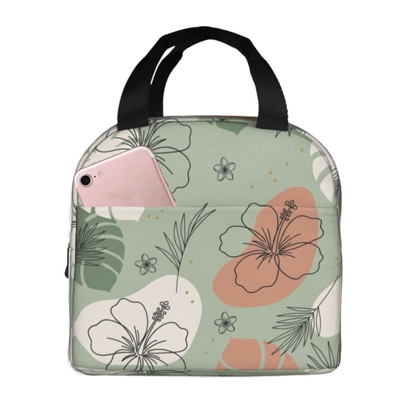 Flower Insulated Lunch Bag, Cute Flower Lunch Tote Bags Reusable Insulated Lunch Box Aesthetic Large Capacity Insulated Cooler For Women Work Travel Picnic