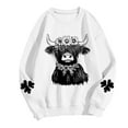 thumbnail image 4 of Women's Sweatshirts Fashion Retro Cow Print Hoodless Sweatshirt Fall Blouses Winter Long Sleeved Sweat Shirt Pullover Tops, 4 of 4