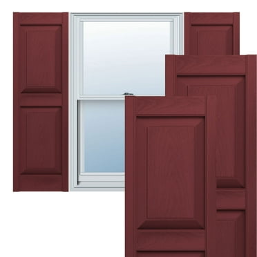 Ekena Millwork 12 in. W x 65 in. H Builders Edge, TailorMade Two Equal Panels, Raised Panel Shutters, Includes Matching Installation Spikes (Per Pair), 078 - Wineberry