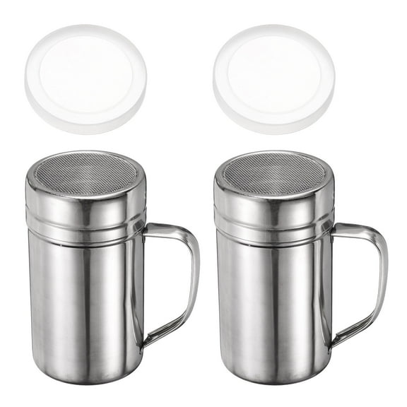 Uxcell 2pcs Salt Dredge Shakers 14 Ounce Stainless Steel Spice Shakers