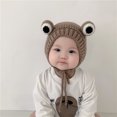 thumbnail image 3 of Gorro de bebé Otoño e Invierno Gorro de Lana Cálido de Terciopelo Ranita Lindo Súper Lindo Gorro de Protección para los Oídos para Bebé Gorro de Punto para Niños, 3 of 4