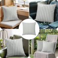 thumbnail image 4 of Throw Pillow Covers 24x24 Inch, Blue Stripes Decorative Pillow Cases for Couch Sofa Bed, Vintage Vertical Lines Farmhouse Beige Cotton Linen Square Home Decor Pillowcases with Hidden Zipper, 4 of 9