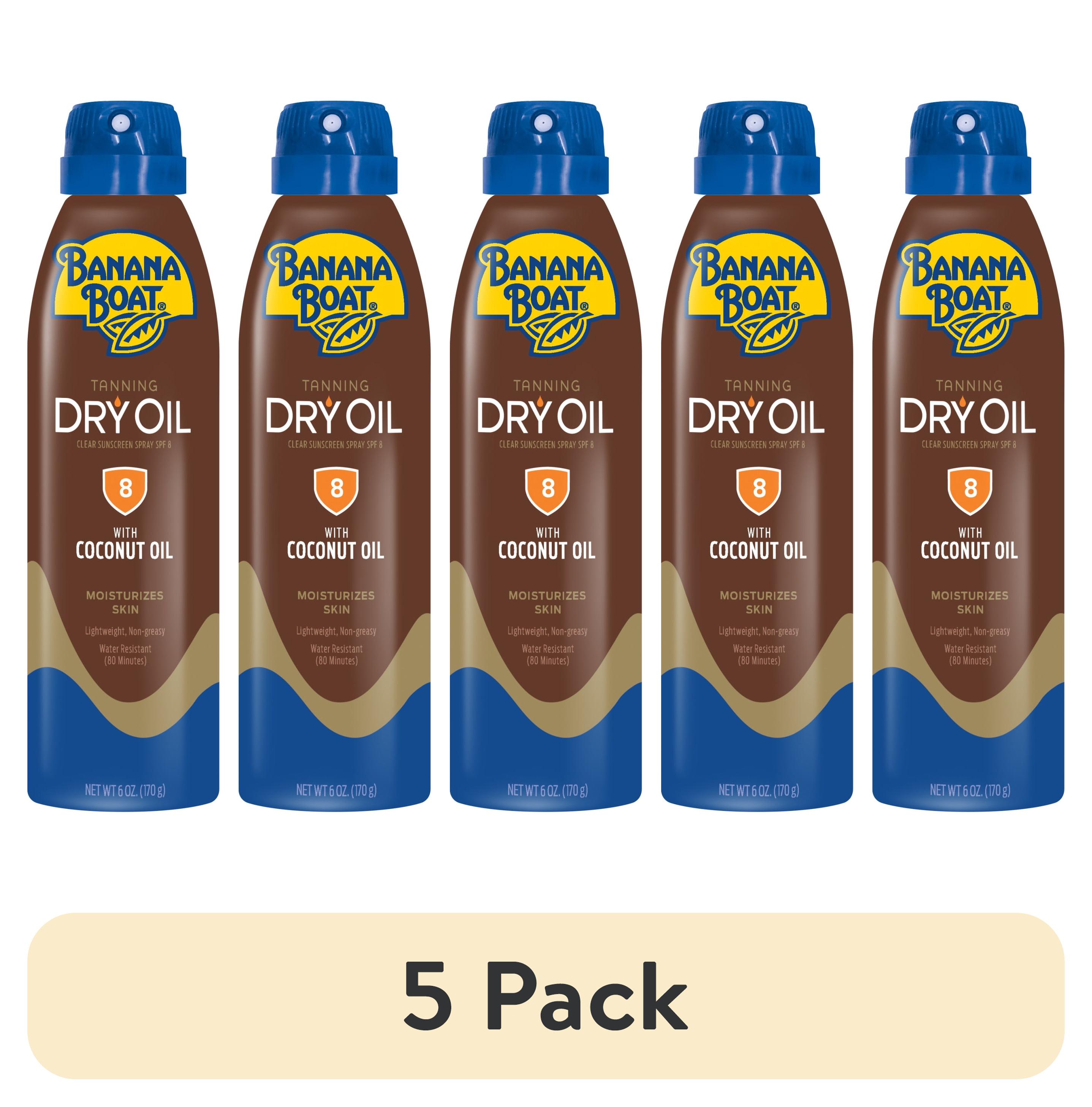 (5 pack) Banana Boat Tanning Dry Oil Clear Spray Sunscreen SPF 8, 6oz