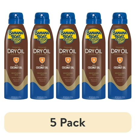 (5 pack) Banana Boat Tanning Dry Oil Clear Spray Sunscreen SPF 8, 6oz