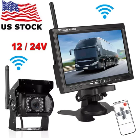 Wireless Reverse Camera Night Vision System w/ 7" Monitor for Caravan RV Truck