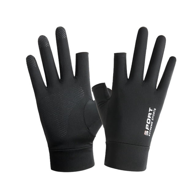 Guantes de seda de hielo de verano Pantalla táctil resistente al desgaste Protector solar antideslizante para correr dos dedos negro Zulema Guantes de verano