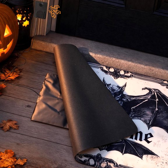 Halloween Musical Doormat with Step Activated, 2-IN-1 Christmas Door Mat Holiday Foot Sensor Decor, Halloween Decorations Indoor Outdoor Welcome Mat