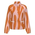 thumbnail image 5 of Jackets for Women Winter Coat Jackets Flannel Stand Collar Jacket(Abstract Orange Coral Art Print,Size:S-4XL), 5 of 7