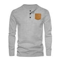 thumbnail image 1 of cfhntfmh Chemise Homme Grande Taille Henley Manches Longues Col Rond Couleur Unie Décontractée Mode Urbaine Printemps chandail-Over (Gris, Grand), 1 of 5
