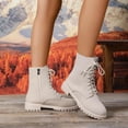 thumbnail image 5 of Tawop Winter Boots for Women Low Heel Side Zip Round Toe Fall Boots, 5 of 9
