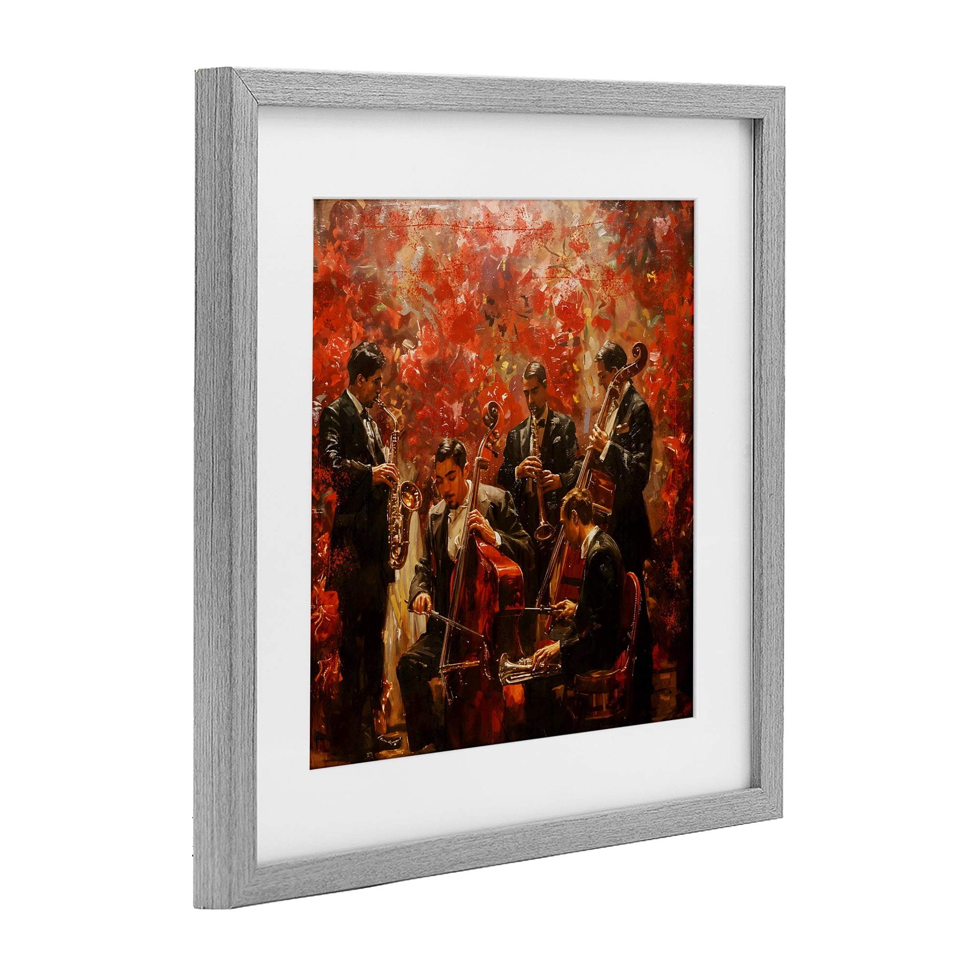 Stupell Industries Play More Jazz Performance Gray Framed Print Under Glass, design by Marta Wiley
