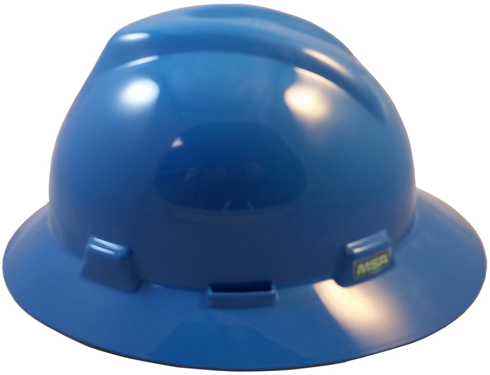 MSA V-Gard One-Touch Suspensions Full Brim Hard Hats - Blue