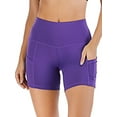 thumbnail image 5 of SHCKE Women High Waist Yoga Shorts with Side Pockets Tummy Control Running Gym Workout Biker Shorts, 5 of 6