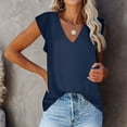 thumbnail image 6 of Timegard Tops for Women Chiffon Ruffle Cap Sleeve V Neck Loose Blouse Summer Vacation Casual Tops, 6 of 7