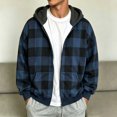 thumbnail image 2 of JIAYUE Men Zip Up Hoodie Stylish Plaid Color Block Oversize Long Sleeve With Pocket Sweatshirt Outerwear for Party Wear, 2 of 5