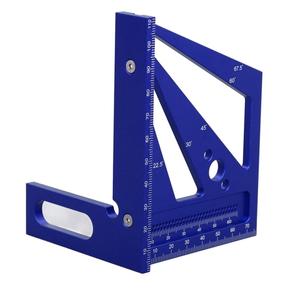 NFTIGB 3D Multi Angle Measuring Ruler Woodworking Layout Square Tool 22.5-90 Degree Protractor Aluminum Alloy Blue Precision Measurement Tool For Carpentry And DIY Framing Projects